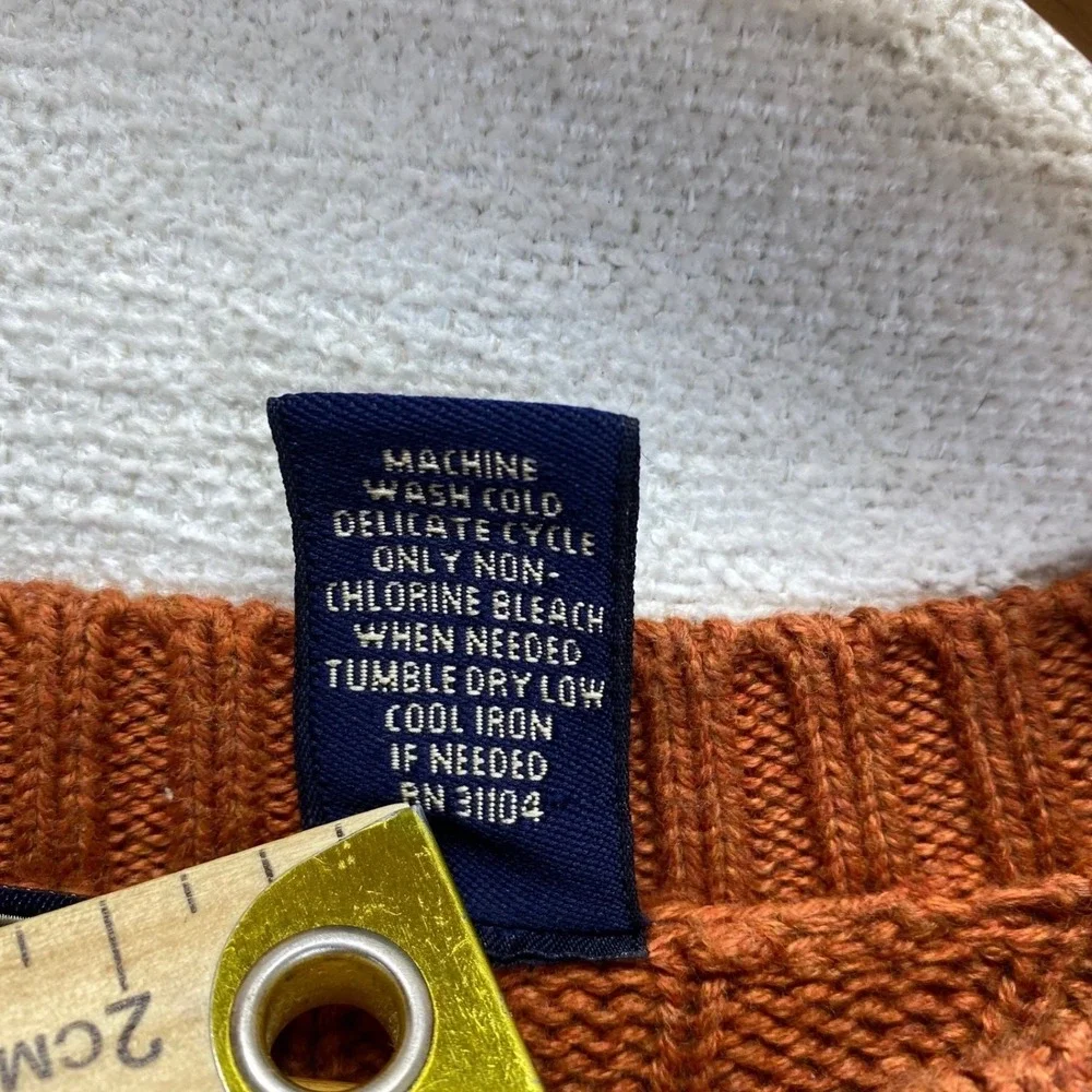 Saddlebred Men's XL Orange Cable Knit 100 % Cotton‎ Crewneck Sweater